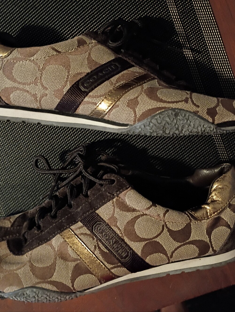 Coach Beige Brown Signature Logo Slip-On Sneakers - Picture 2 of 6